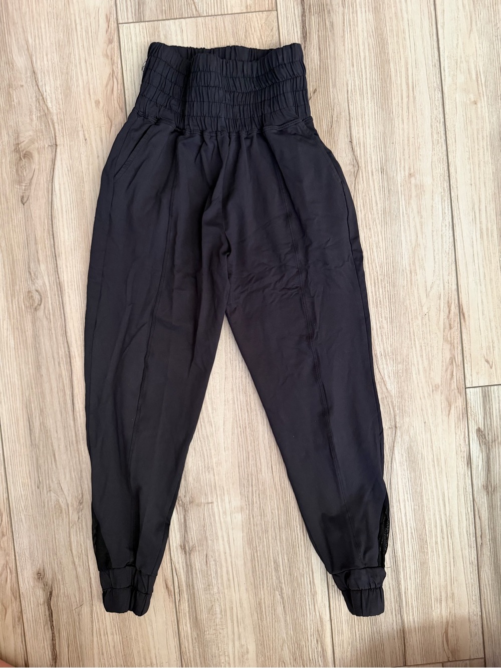 FIVE Smocked High-Waist Black Jogger Pants for Kids